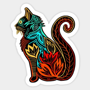 Cat in Lotus Tattoo Sticker